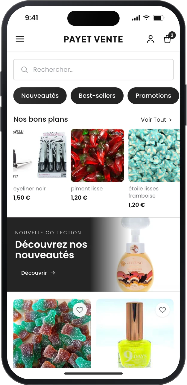 Application mobile de Payet Vente