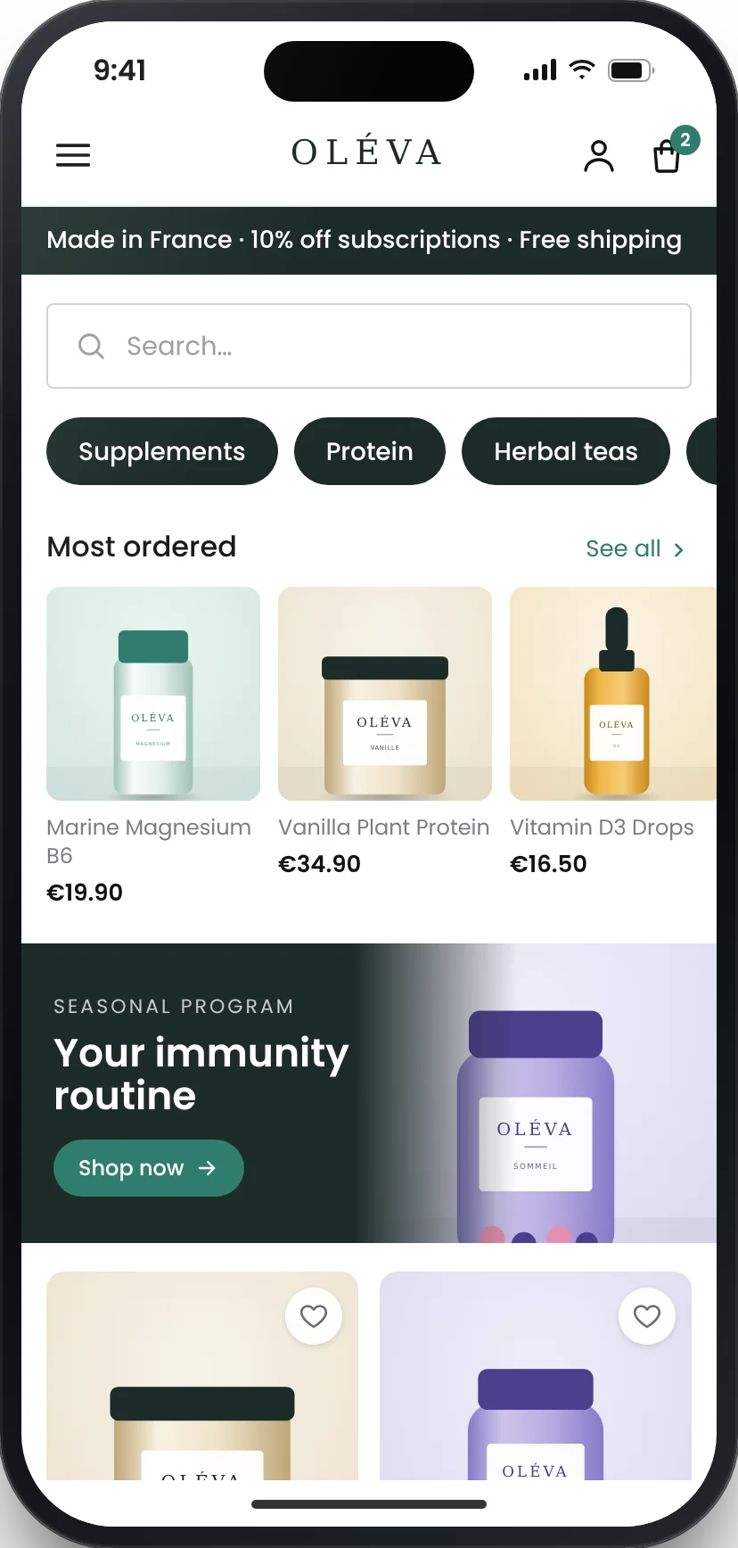 Your range, clear and easy to browse : Oléva